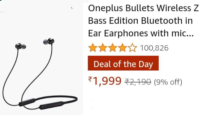 Oneplus Bullets Wireless Z Bass Edition Bluetooth in Ear Earphones with mic (Reverb Red)