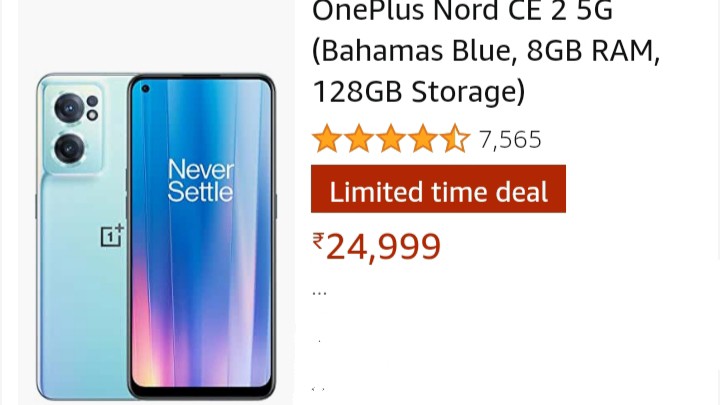OnePlus Nord CE 2 5G (Bahamas Blue, 8GB RAM, 128GB Storage)
