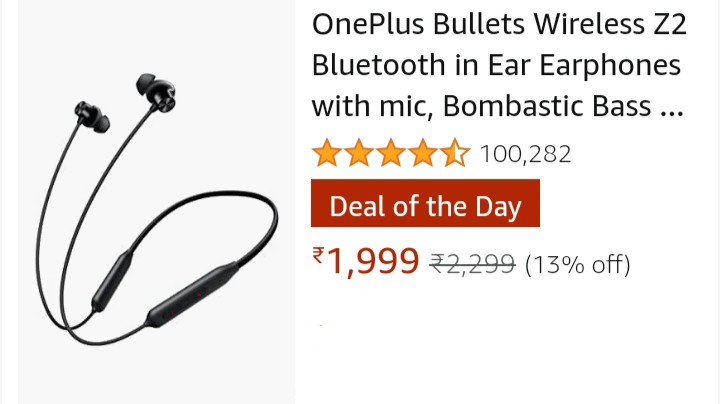 Oneplus Bullets Wireless Z Bass Edition Bluetooth in Ear Earphones with mic (Black) 